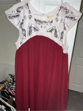 Altar'd State Burgundy and White Sequin Bodice Dress